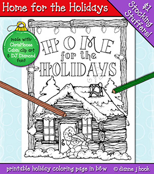 Home for the Holidays Coloring Page