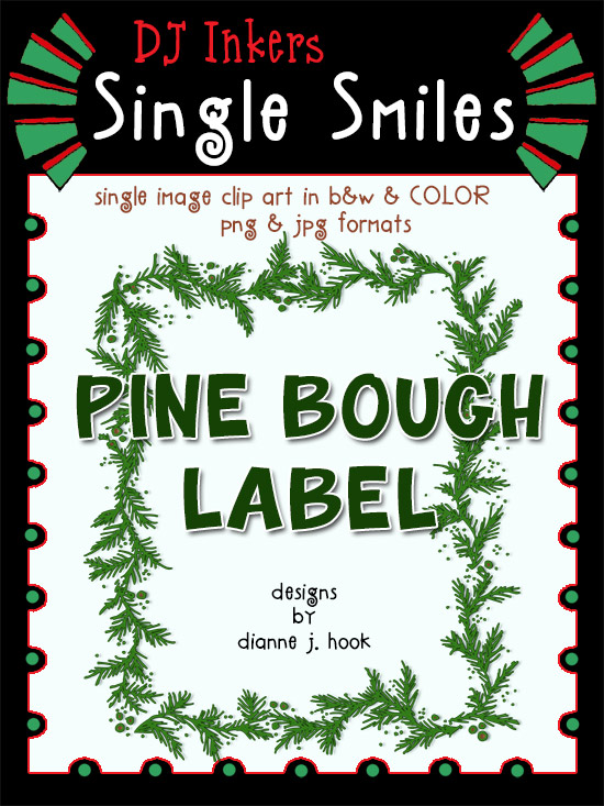 Pine Bough Label - Single Smiles Clip Art Image
