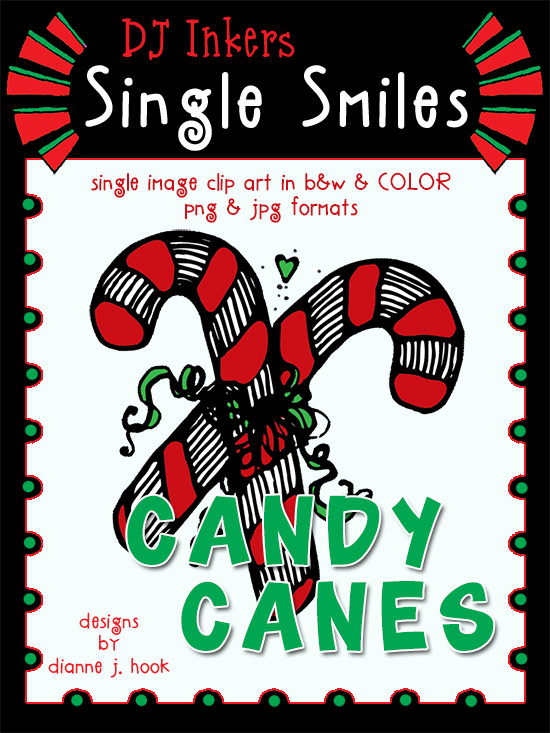 Candy Canes - Single Smiles Clip Art Image