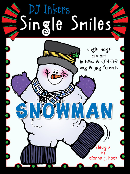 Cute clip art snowman for winter smiles by DJ Inkers