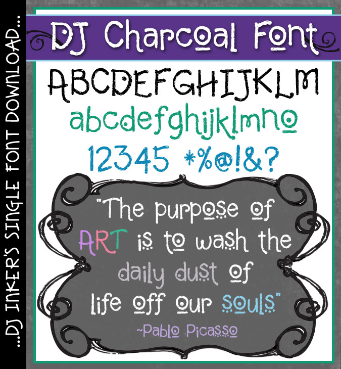Add a playful, artsy edge to your projects with DJ Inker's Charcoal font