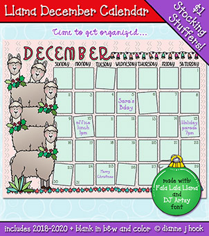 Llama December Calendar Download