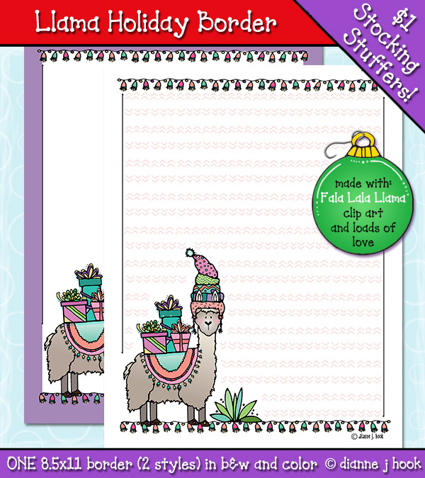 Llama Holiday Clip Art Border Download