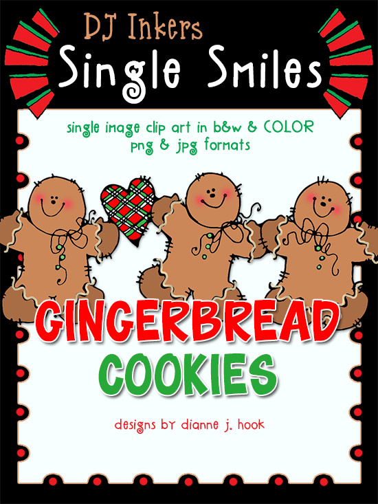 Gingerbread Cookies - Single Smiles Clip Art Image