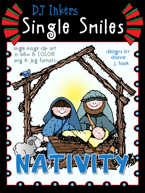 Nativity - Single Smiles Clip Art Image