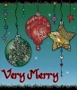 Very Merry Christmas ornament card made with DJ Inkers clip art and calligraphy font