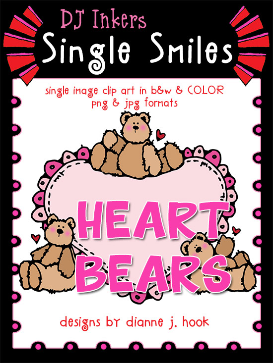 Heart Bears - Single Smiles Clip Art Image