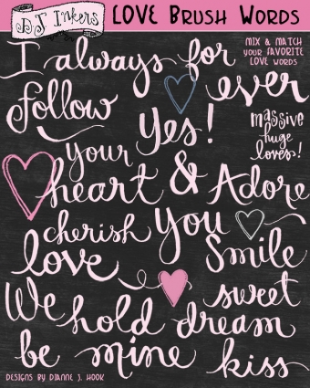 Love Brush Words Clip Art Download