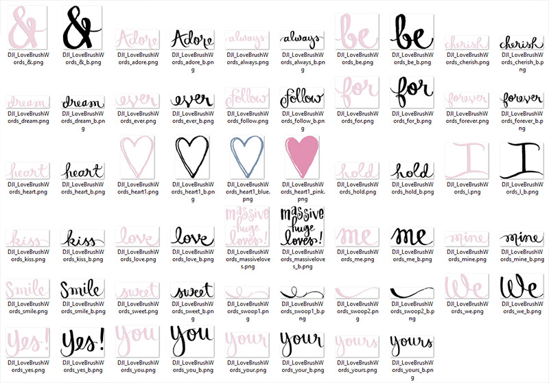 Love Brush Words Clip Art Download