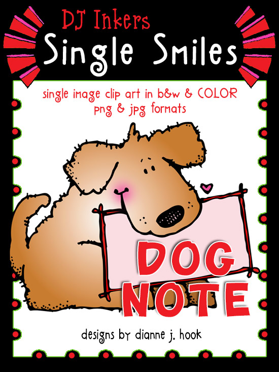 Dog Note - Single Smiles Clip Art Image