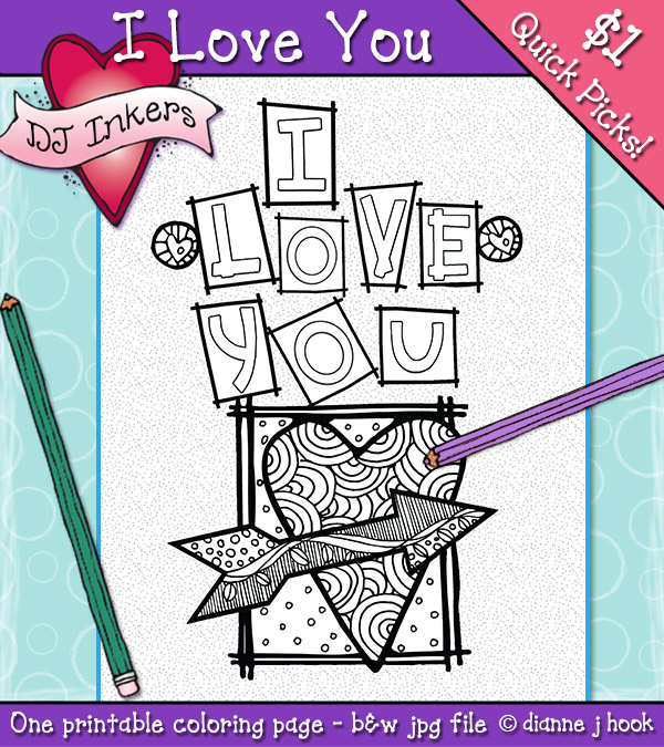 I Love You Printable Coloring Page