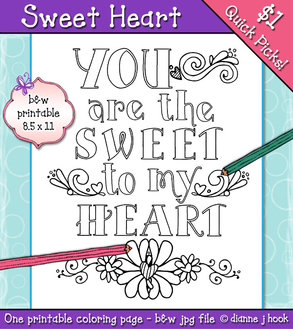 Sweet Heart Printable Coloring Page