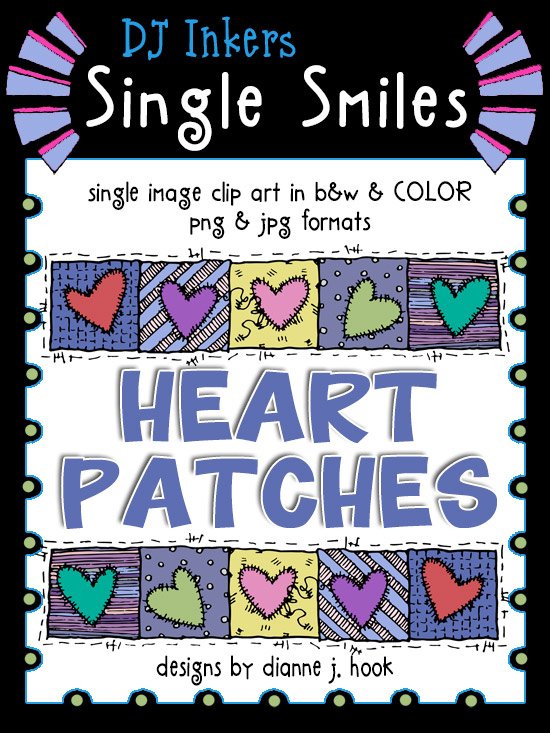 Heart Patches - Single Smiles Clip Art Image