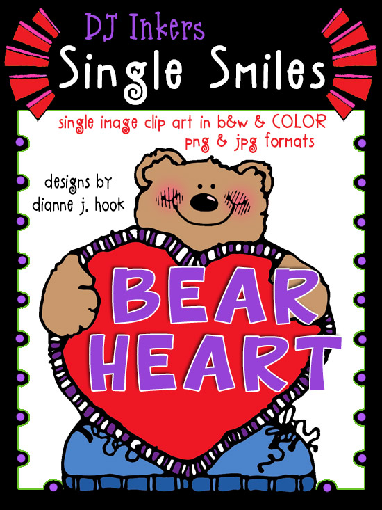 Bear Heart - Single Smiles Clip Art Image