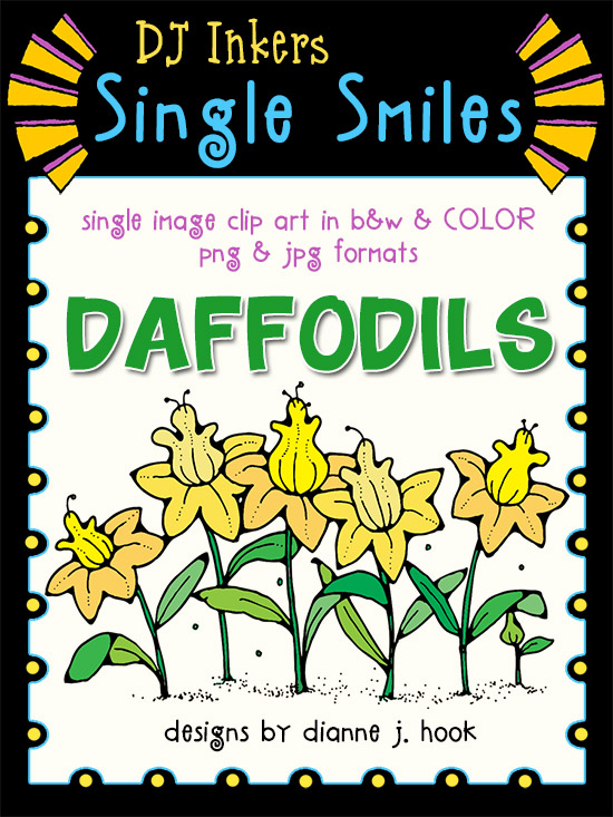 Daffodils - Single Smiles Clip Art Image