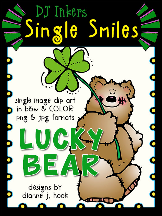 Lucky Bear - Single Smiles Clip Art Image