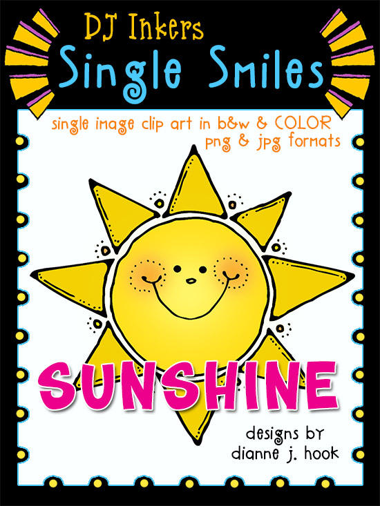 Cute smiling sunshine clip art for kids and creators by DJ Inkers
