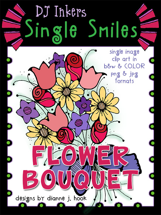 Flower Bouquet - Single Smiles Clip Art Image