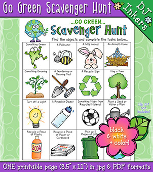 Go Green Scavenger Hunt for Earth Day & Conservation