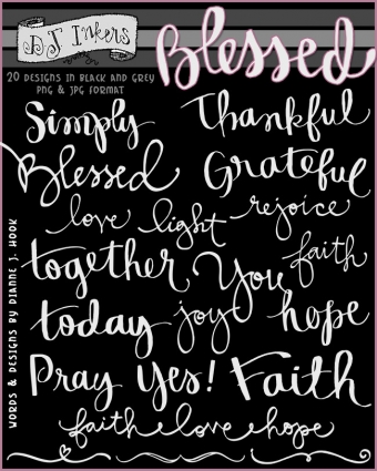 Blessed Brush Words Clip Art Download