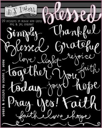 Blessed inspiring words with beautiful brush lettering by DJ Inkers
