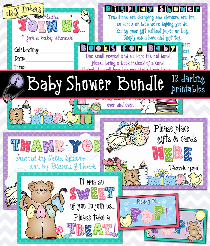 Host an adorable baby shower with this delightful collection of printables -DJ Inkers