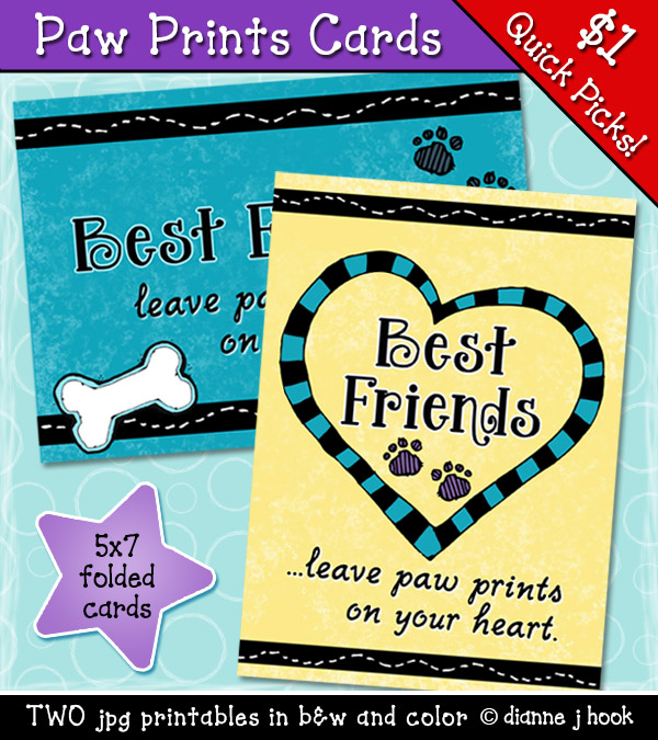 Paw Prints Printable Cards Download