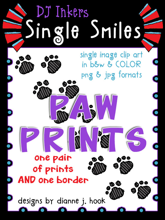 Paw Prints - Single Smiles Clip Art Image