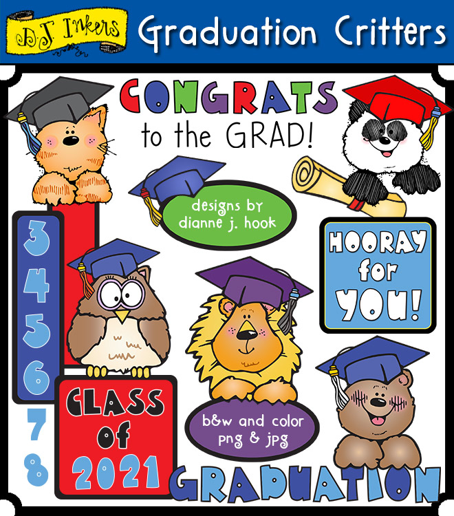 Graduation Critters Clip Art Download