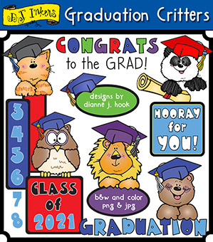 Graduation Critters Clip Art Download