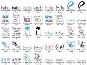 Beachy Brush Words Clip Art Download