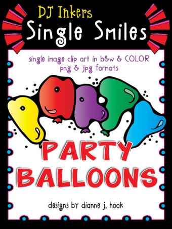 Party Balloons - Single Smiles Clip Art Image