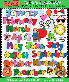 Months of the Year Clip Art - Kids and Classroom Download