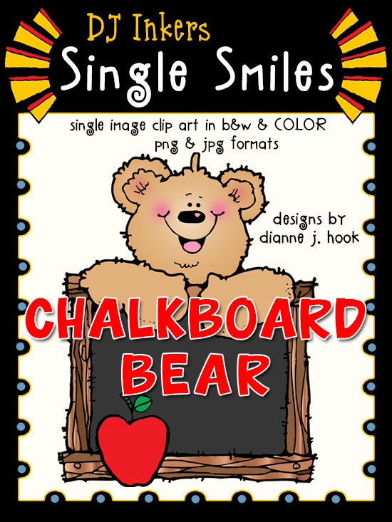 Chalkboard Bear - Single Smiles Clip Art Image