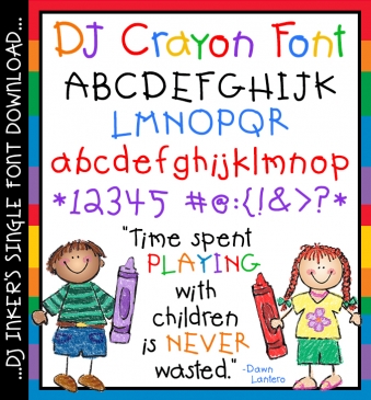 Our DJ Crayon font is a playful way to write like a kid and add smiles to your project.