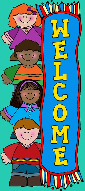 Welcome banner for classrooms, playrooms, preschool and smiles - made with DJ Inker's Kids clip art