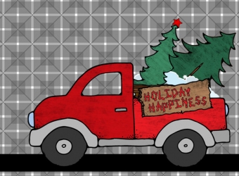 Christmas tree little red truck clip art by DJ Inkers
