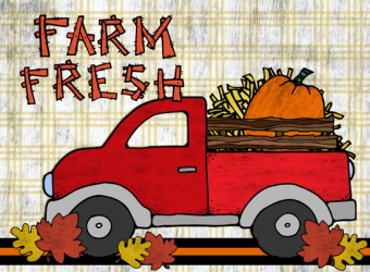 Farm fresh harvest little red truck clip art by DJ Inkers