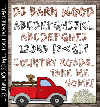 Give your text some country charm with DJ Inkers' rustic Barn Wood font