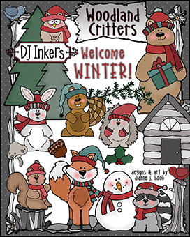 DJ Winter Woodland Critters Clip Art Download