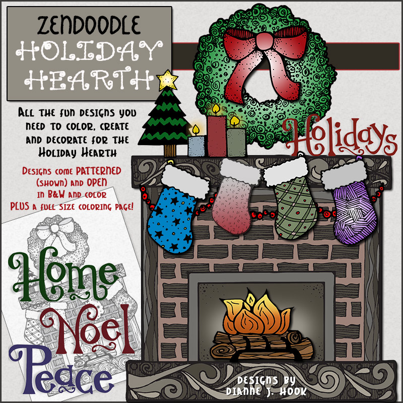 DJ Zen-Doodle Holiday Hearth Clip Art Download