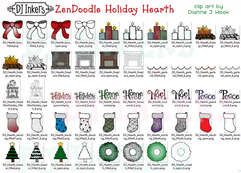 DJ Zen-Doodle Holiday Hearth Clip Art Download