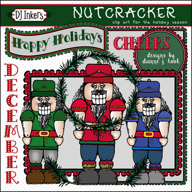 Festive Nutcracker clip art for Christmas and holiday season smiles -DJ Inkers