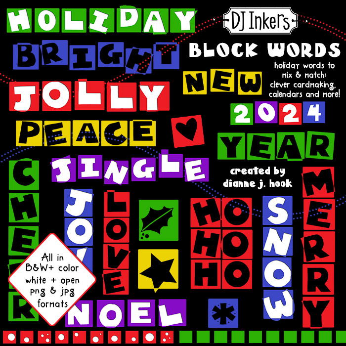 Build a holiday smile with our Merry Little Block Words clip art by DJ Inkers