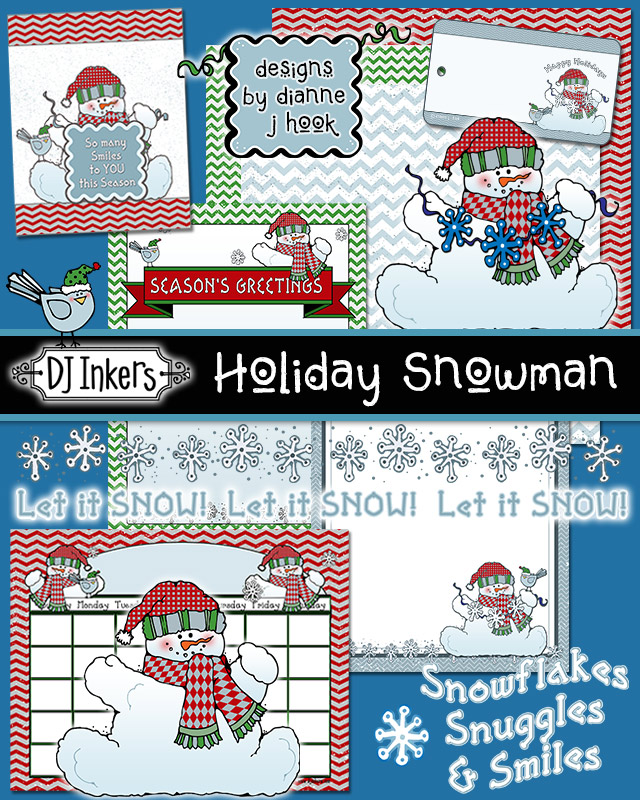 Holiday Snowman Clip Art and Printables Download