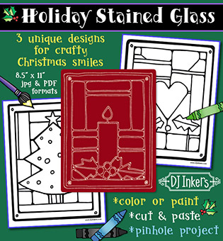 Holiday Stained Glass Activity & Coloring Pages