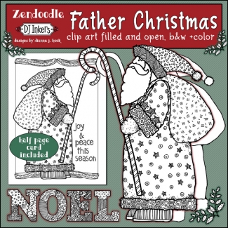 Father Christmas Zen-Doodle Clip Art Download