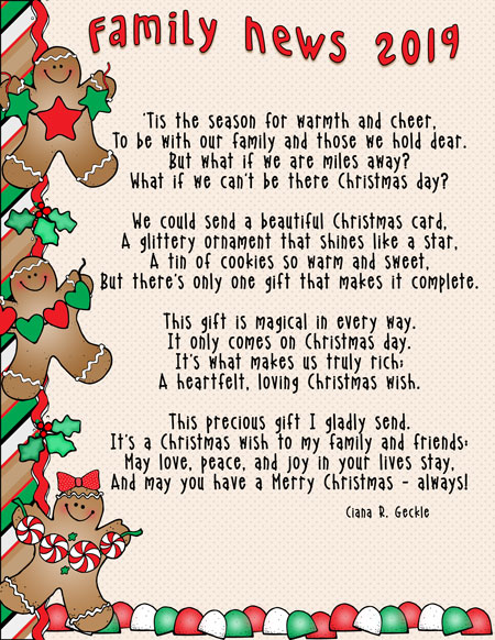 Cute Christmas newsletter made with gingerbread clip art by DJ Inkers