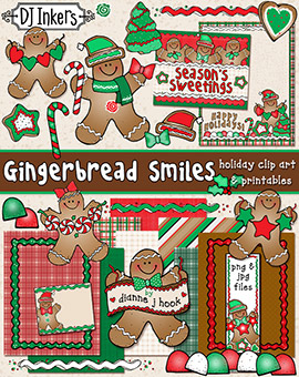 Gingerbread Smiles Clip Art and Holiday Printables Download