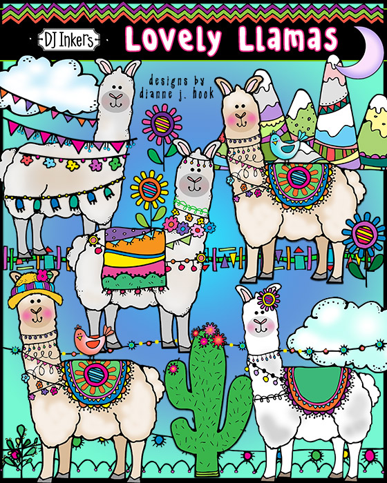 Lovely Llamas Clip Art Download